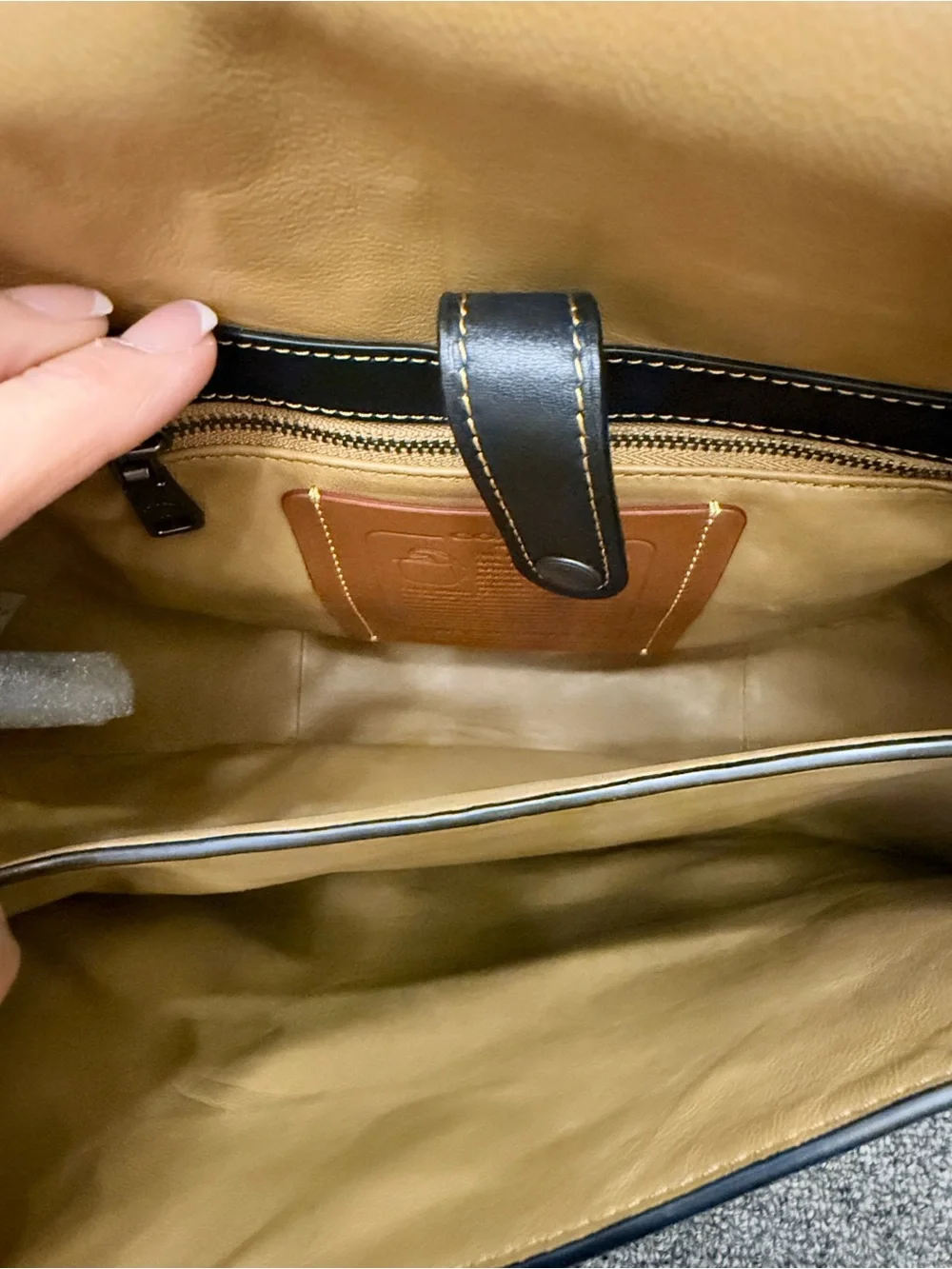 Coach Black Leather Saddle Crossbody with Contrast Stitching